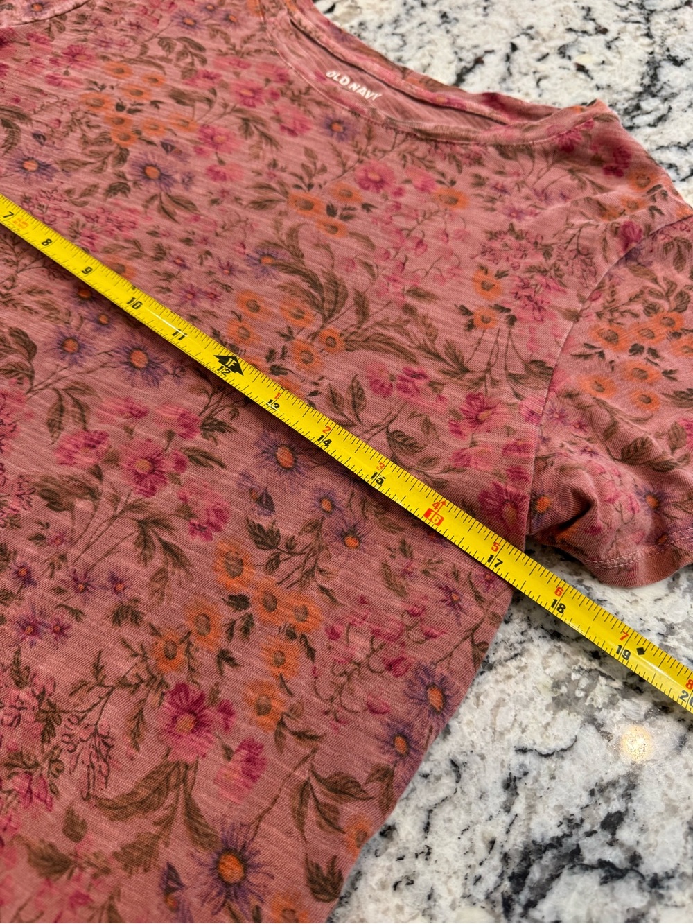 Old Navy Everywear Floral Tee Small Pink Boho Cottagecore Cotton Top - Picture 6 of 7